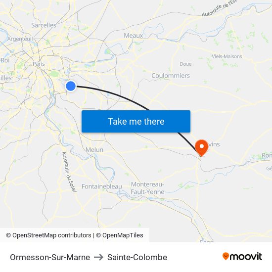 Ormesson-Sur-Marne to Sainte-Colombe map