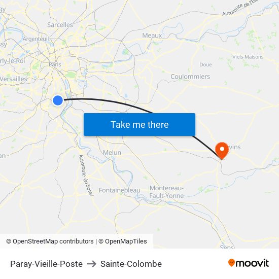 Paray-Vieille-Poste to Sainte-Colombe map