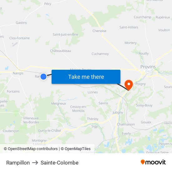 Rampillon to Sainte-Colombe map