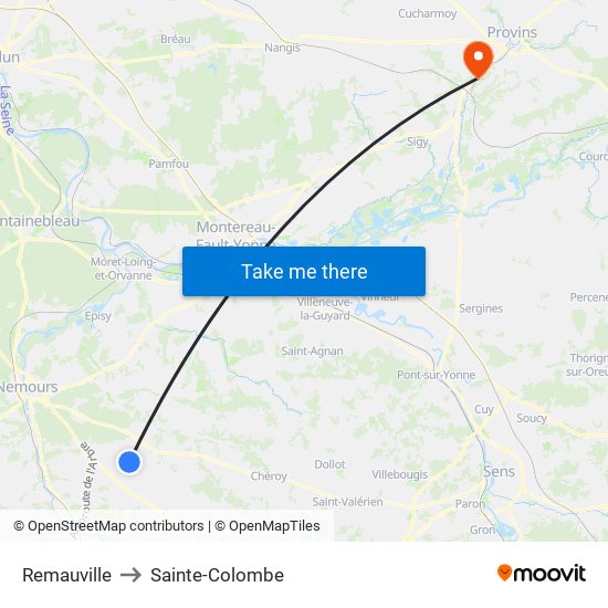 Remauville to Sainte-Colombe map