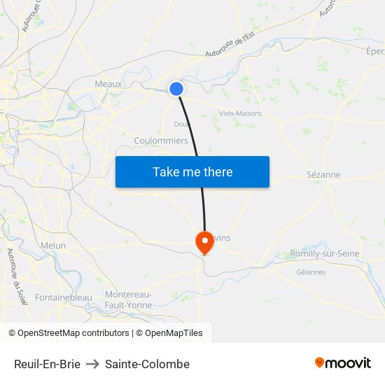 Reuil-En-Brie to Sainte-Colombe map