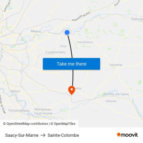 Saacy-Sur-Marne to Sainte-Colombe map