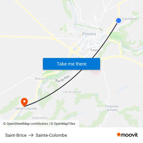 Saint-Brice to Sainte-Colombe map