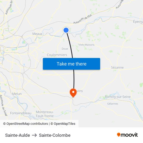 Sainte-Aulde to Sainte-Colombe map