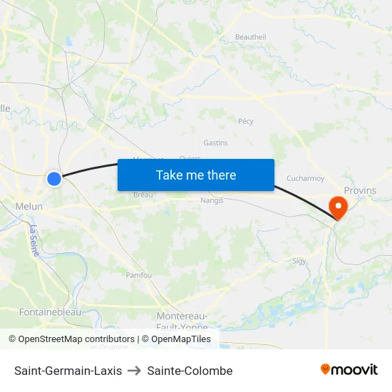 Saint-Germain-Laxis to Sainte-Colombe map