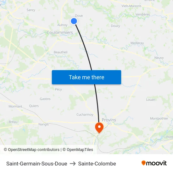 Saint-Germain-Sous-Doue to Sainte-Colombe map