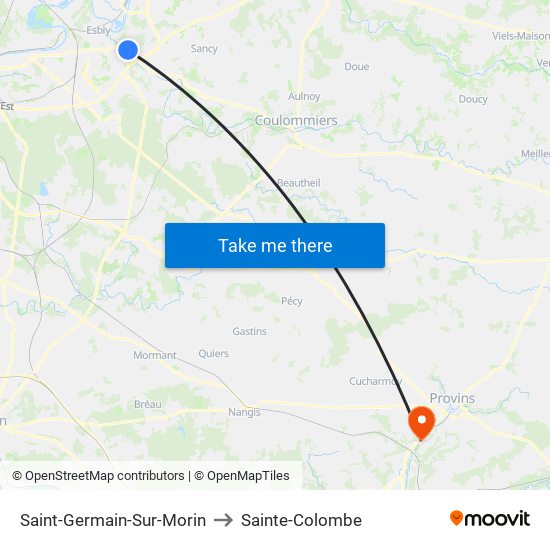 Saint-Germain-Sur-Morin to Sainte-Colombe map