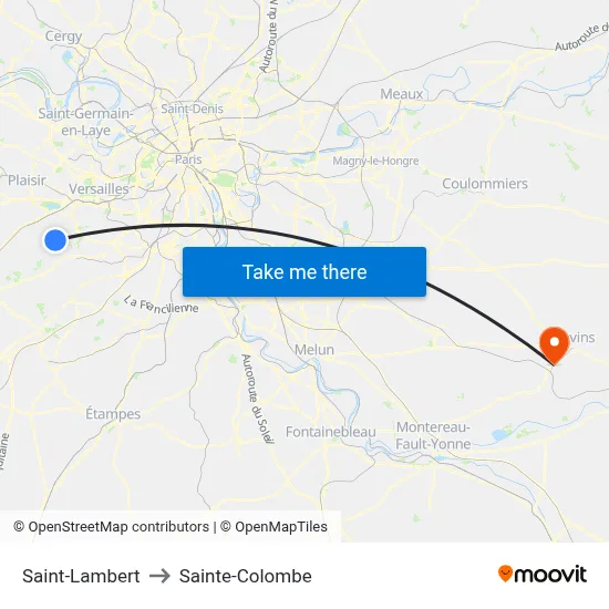Saint-Lambert to Sainte-Colombe map