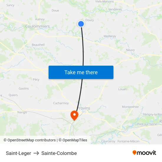 Saint-Leger to Sainte-Colombe map