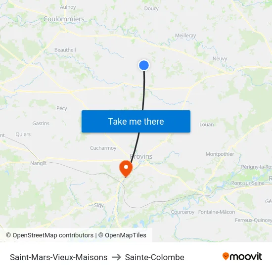 Saint-Mars-Vieux-Maisons to Sainte-Colombe map
