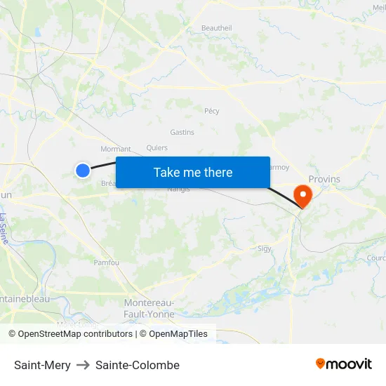 Saint-Mery to Sainte-Colombe map