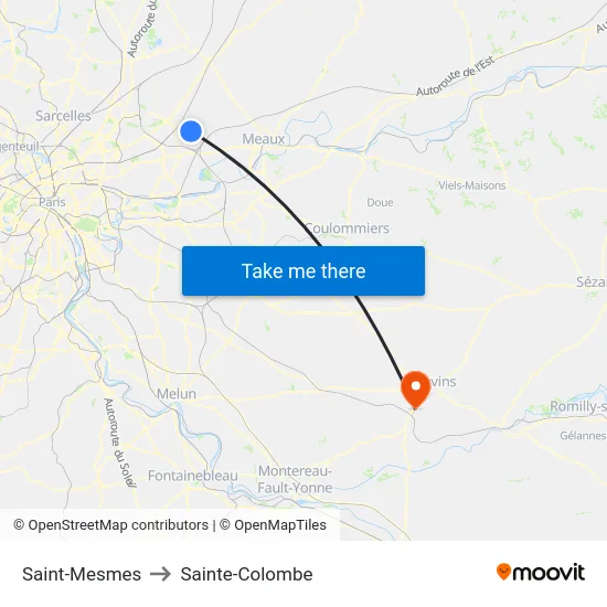 Saint-Mesmes to Sainte-Colombe map