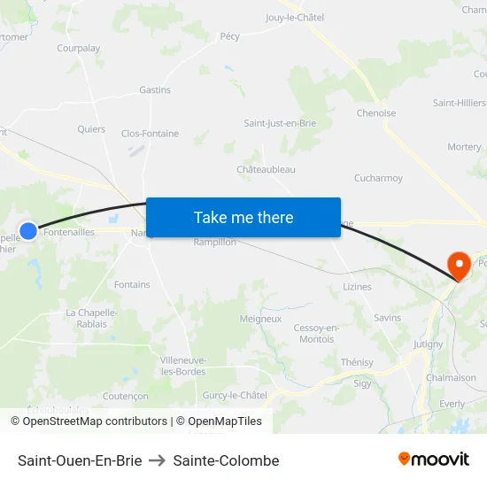 Saint-Ouen-En-Brie to Sainte-Colombe map