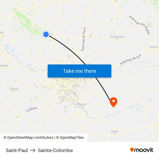 Saint-Paul to Sainte-Colombe map