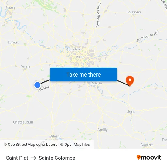Saint-Piat to Sainte-Colombe map