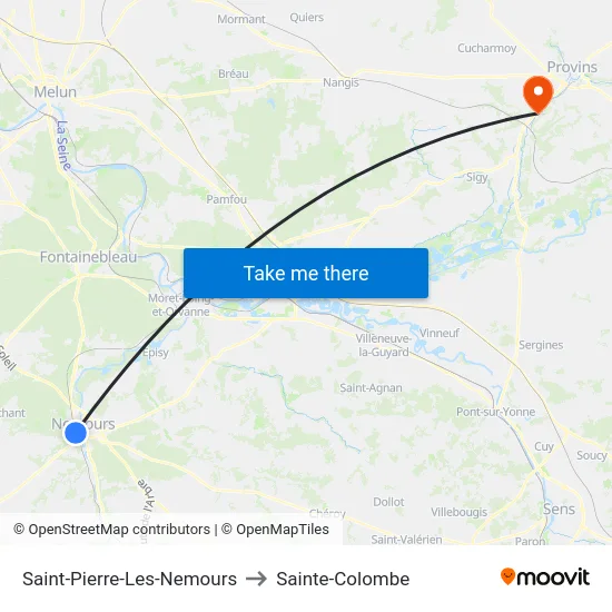 Saint-Pierre-Les-Nemours to Sainte-Colombe map