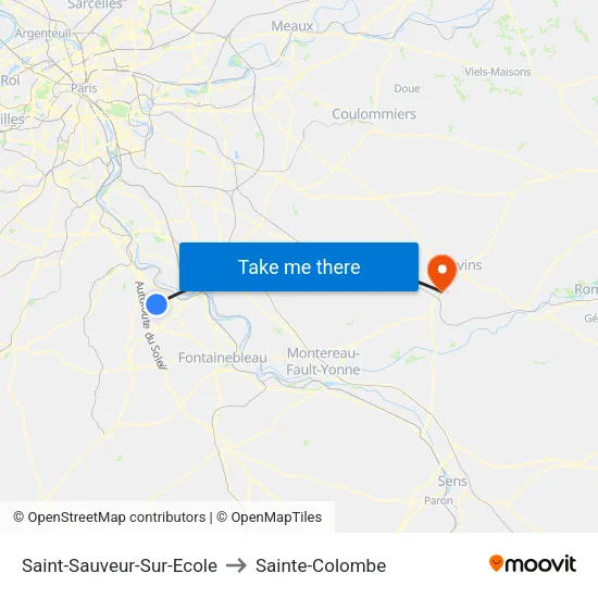 Saint-Sauveur-Sur-Ecole to Sainte-Colombe map