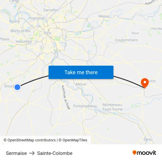Sermaise to Sainte-Colombe map
