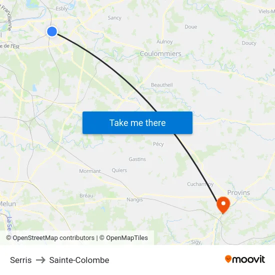 Serris to Sainte-Colombe map