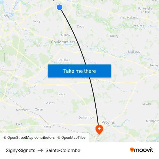 Signy-Signets to Sainte-Colombe map