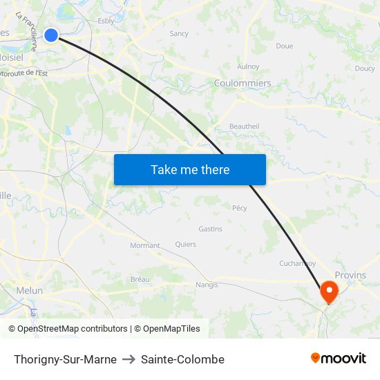 Thorigny-Sur-Marne to Sainte-Colombe map