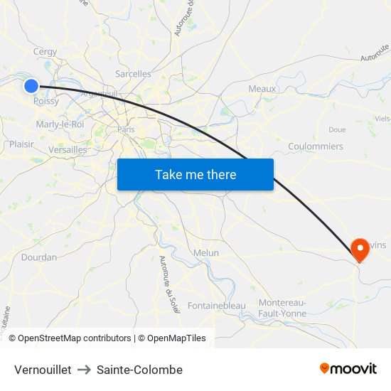 Vernouillet to Sainte-Colombe map