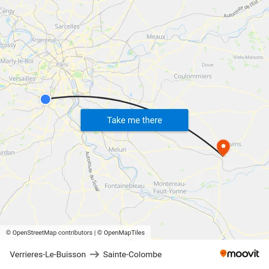 Verrieres-Le-Buisson to Sainte-Colombe map