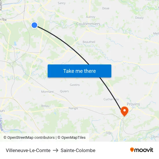Villeneuve-Le-Comte to Sainte-Colombe map