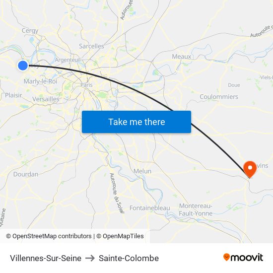 Villennes-Sur-Seine to Sainte-Colombe map