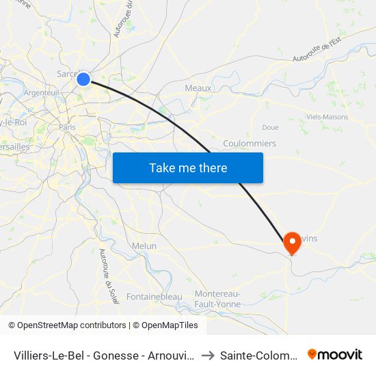 Villiers-Le-Bel - Gonesse - Arnouville to Sainte-Colombe map