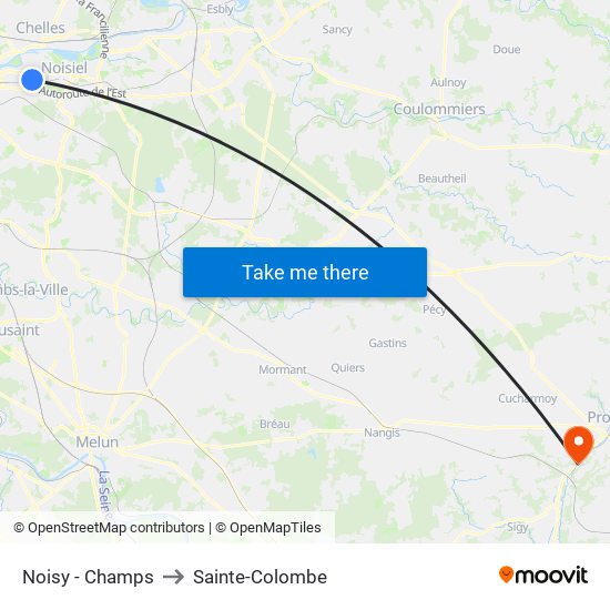 Noisy - Champs to Sainte-Colombe map