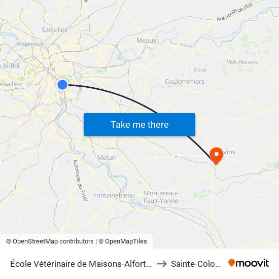 École Vétérinaire de Maisons-Alfort - Métro to Sainte-Colombe map