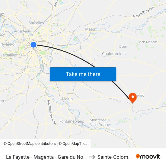 La Fayette - Magenta - Gare du Nord to Sainte-Colombe map