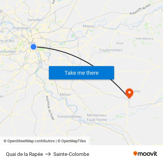 Quai de la Rapée to Sainte-Colombe map