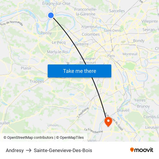 Andresy to Sainte-Genevieve-Des-Bois map