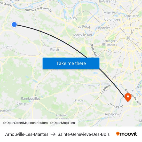Arnouville-Les-Mantes to Sainte-Genevieve-Des-Bois map