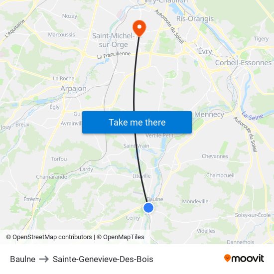 Baulne to Sainte-Genevieve-Des-Bois map