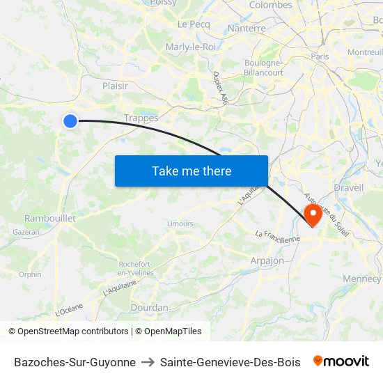 Bazoches-Sur-Guyonne to Sainte-Genevieve-Des-Bois map