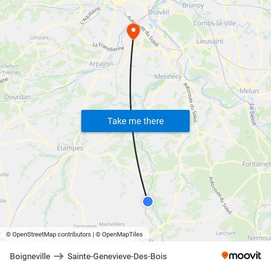 Boigneville to Sainte-Genevieve-Des-Bois map