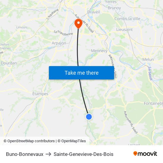 Buno-Bonnevaux to Sainte-Genevieve-Des-Bois map