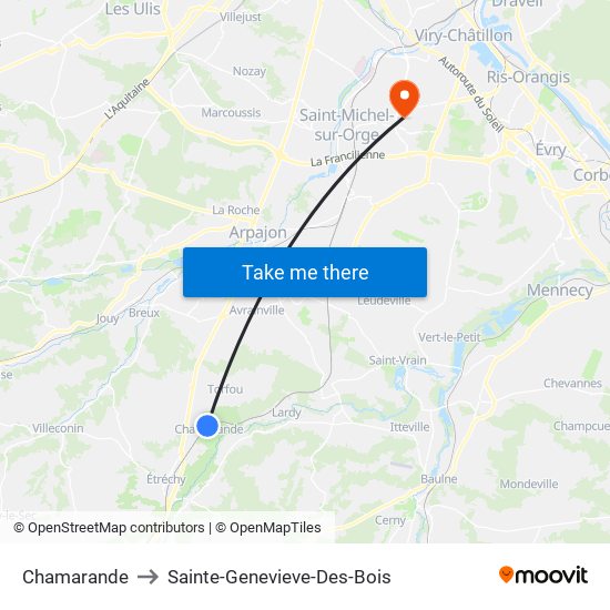 Chamarande to Sainte-Genevieve-Des-Bois map