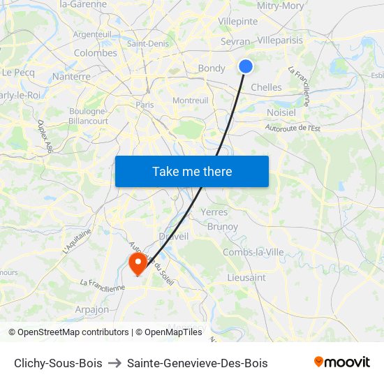 Clichy-Sous-Bois to Sainte-Genevieve-Des-Bois map