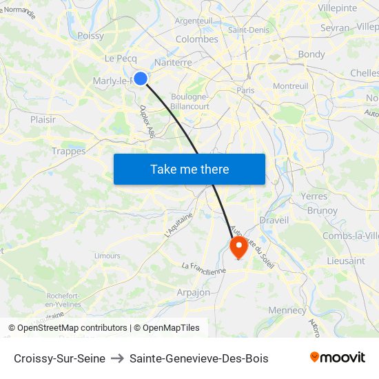 Croissy-Sur-Seine to Sainte-Genevieve-Des-Bois map