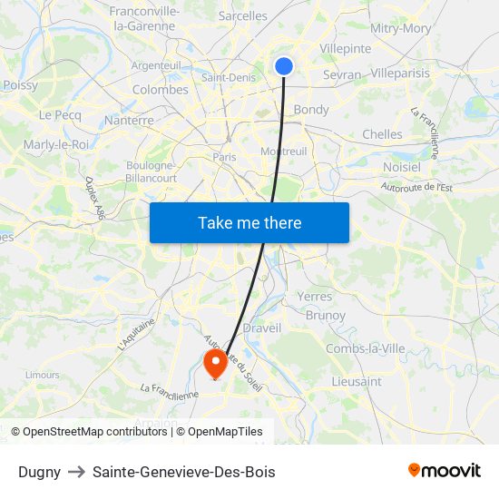 Dugny to Sainte-Genevieve-Des-Bois map