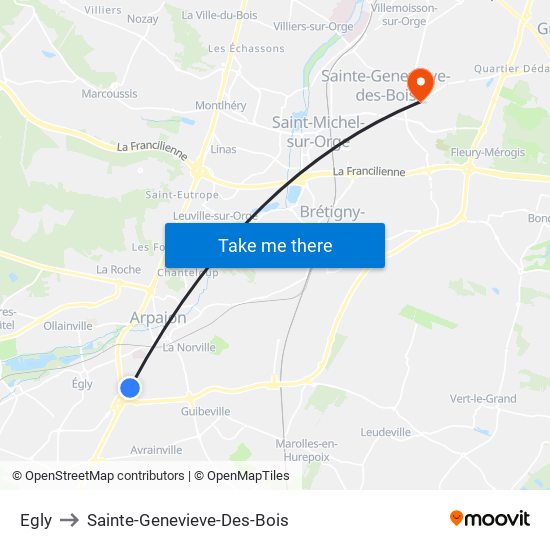 Egly to Sainte-Genevieve-Des-Bois map