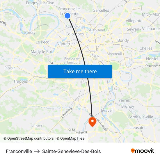 Franconville to Sainte-Genevieve-Des-Bois map