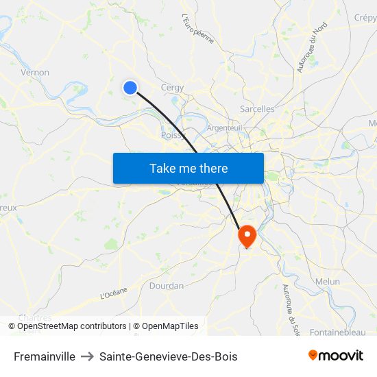 Fremainville to Sainte-Genevieve-Des-Bois map