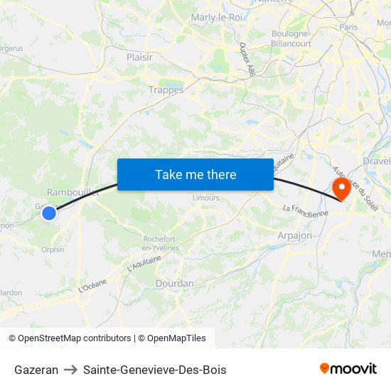 Gazeran to Sainte-Genevieve-Des-Bois map