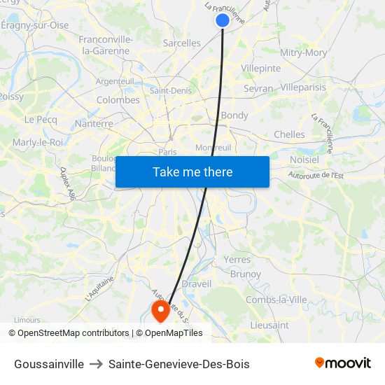 Goussainville to Sainte-Genevieve-Des-Bois map