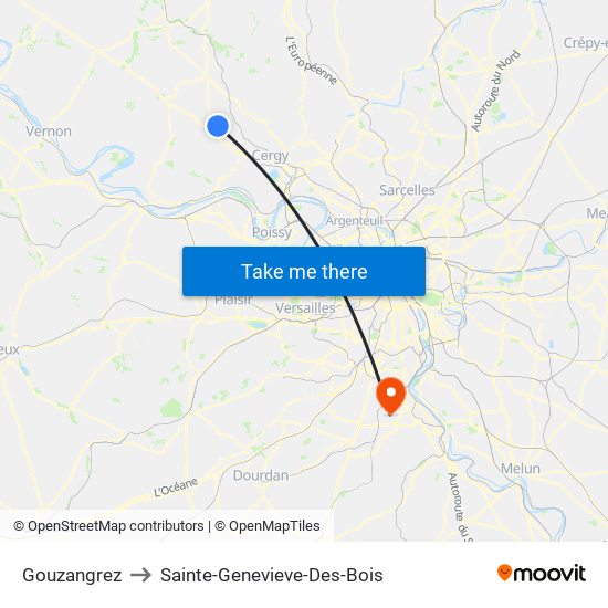Gouzangrez to Sainte-Genevieve-Des-Bois map